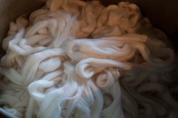 Photo of Slivers of cotton from the carding machine