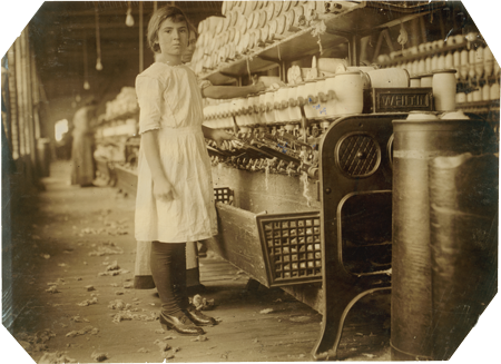 Photo of Cotton spinner, c. 1910, photo by Lewis Wickes Hine
