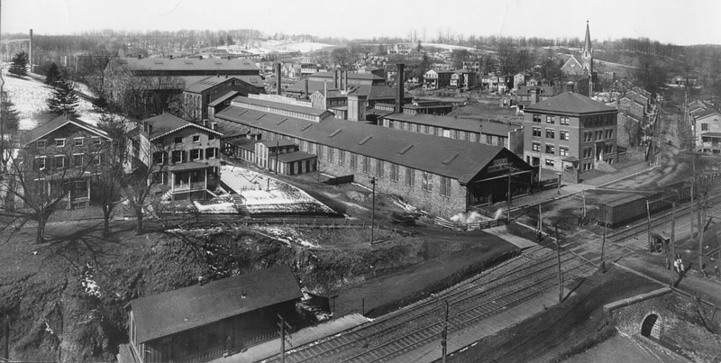 Aerial photo of Poole & Hunt Foundry complex, c. 1934?.